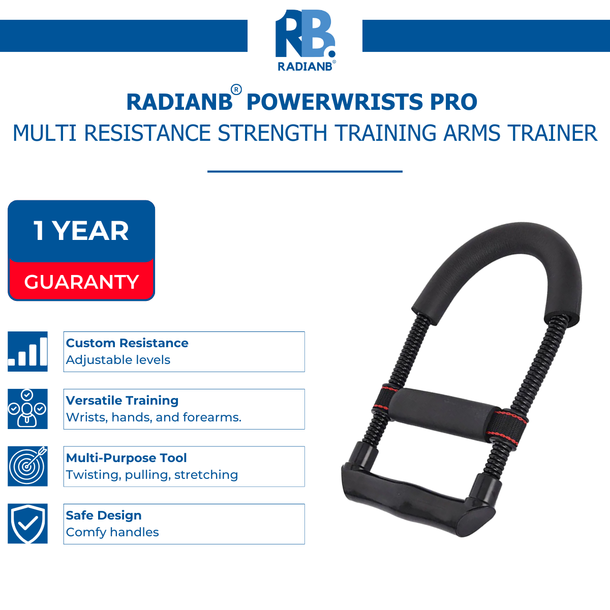 RadianB® PowerWrists Pro – Multi Resistance Strength Training Arms Trainer