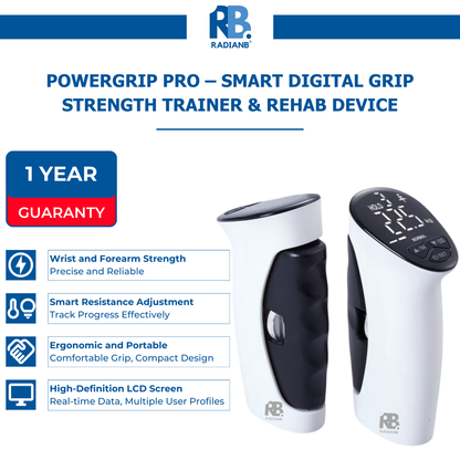 RadianB® PowerGrip Pro - Smart Digital Grip Strength Trainer & Rehab Device