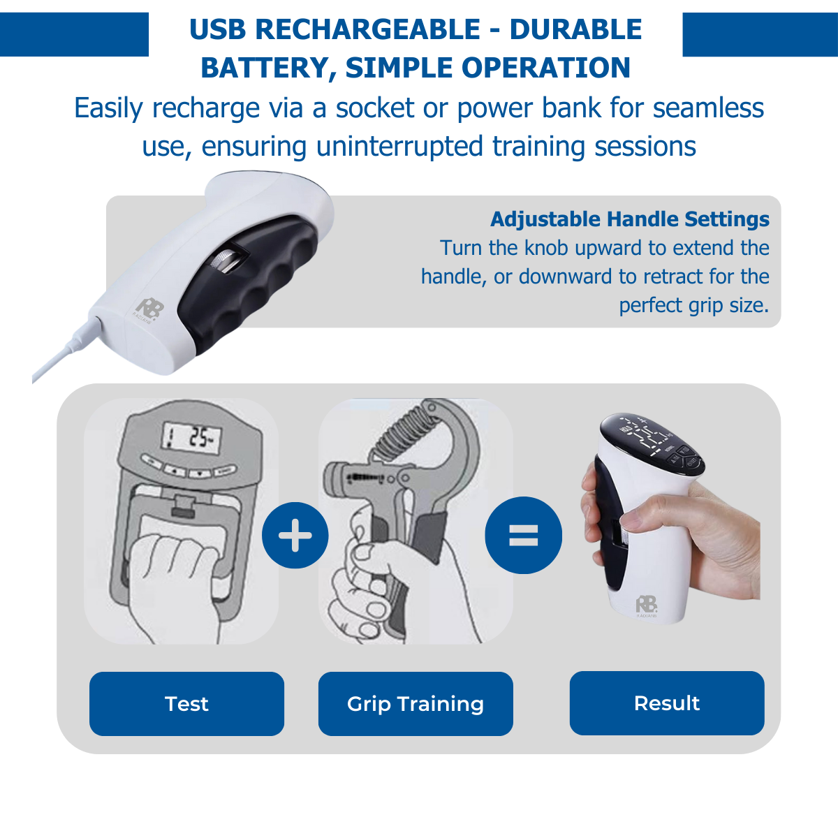 RadianB® PowerGrip Pro - Smart Digital Grip Strength Trainer & Rehab Device