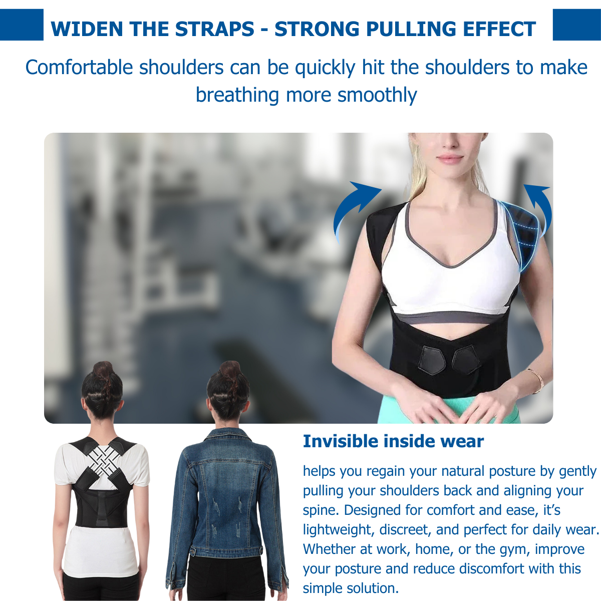 RadianB® PostureCare Pro - Shoulder Support and Back Posture Corrector Belt